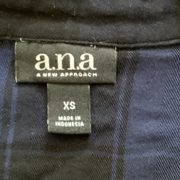 ANA Buffalo Plaid Button Front Shirt Sz XS Blue & Black #63G - Picture 8 of 9